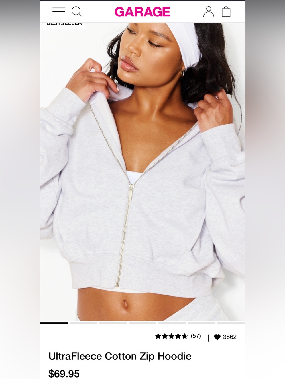 Garage White Zip-Up Hoodie